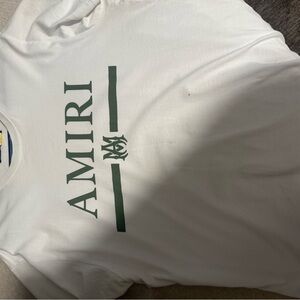 Amiri White T-Shirt with Green Logo